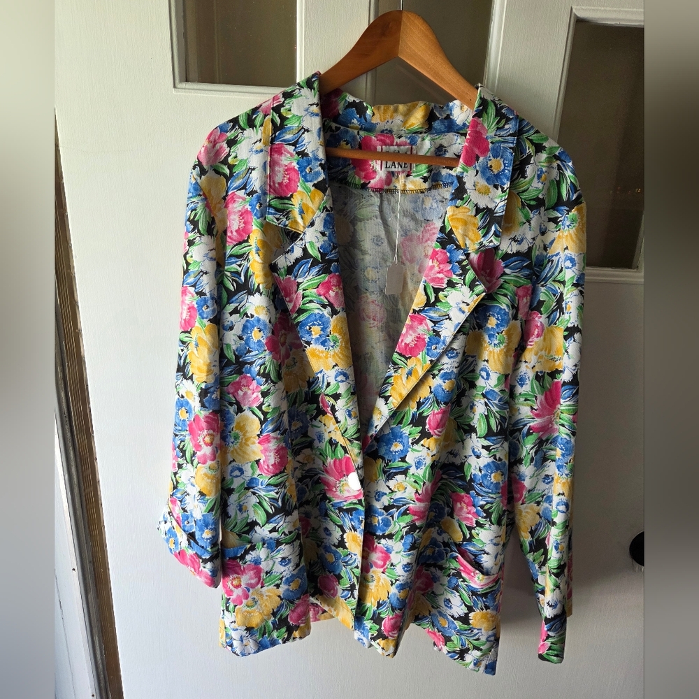 Pink and Yellow Floral Blazer Lightweight Suit Jacket